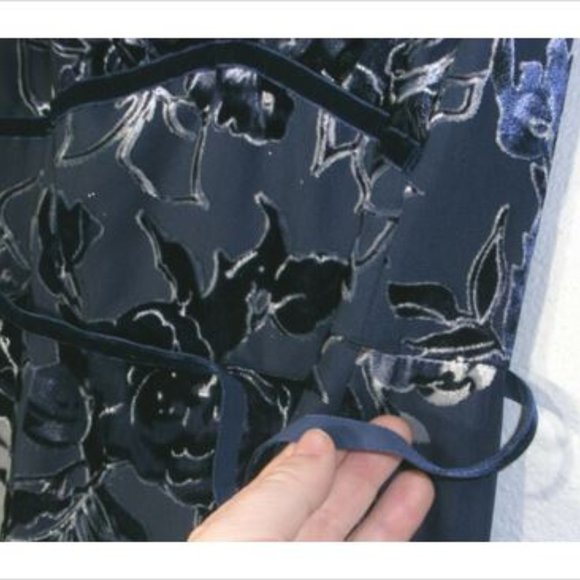 NWT Marchesa Notte Blue Floral Sleeveless Tiered Burnout Gown Dress 2 - Picture 7 of 12